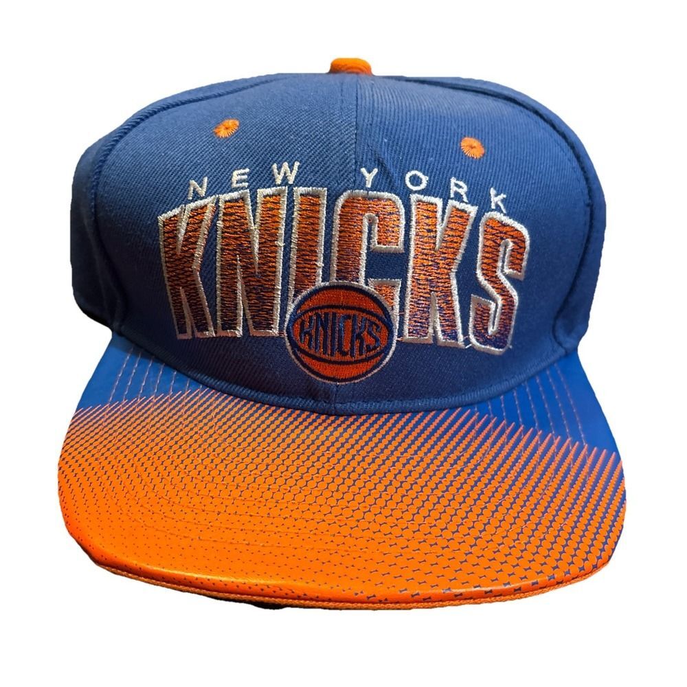 New York Knicks Hat Mitchell & Ness Snapback Wool Cap Blue Orange